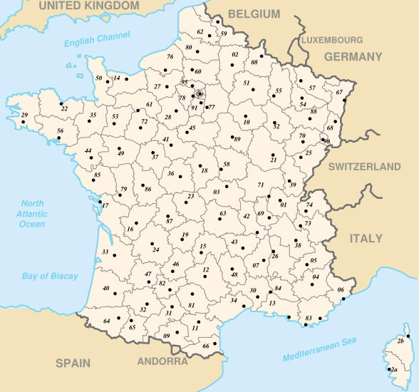 France Zip Code Map Departments Of France